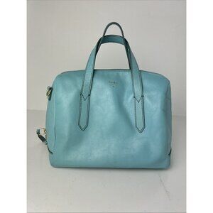 FOSSIL Sydney Leather Satchel Blue Hand Bag *missing Shoulder Strap* Cow Hide
